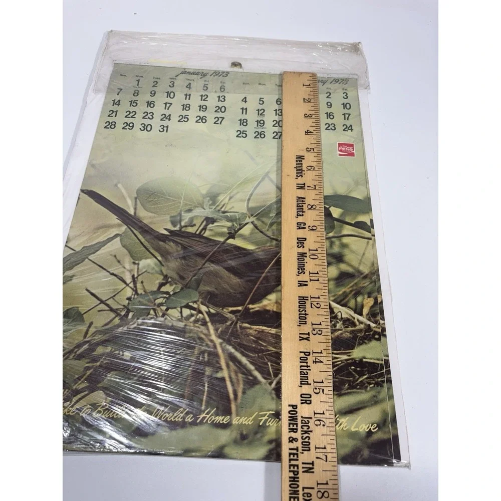 1973 Coca Cola Coke Advertising Calendar Bird Vintage Original‎ Rare